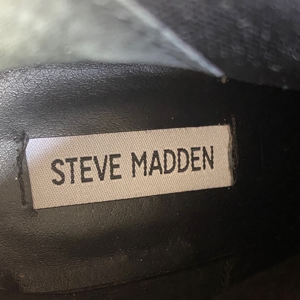 Leather Steve Madden Black Knee High Heeled Boots Women’s 8 - Picture 2 of 11
